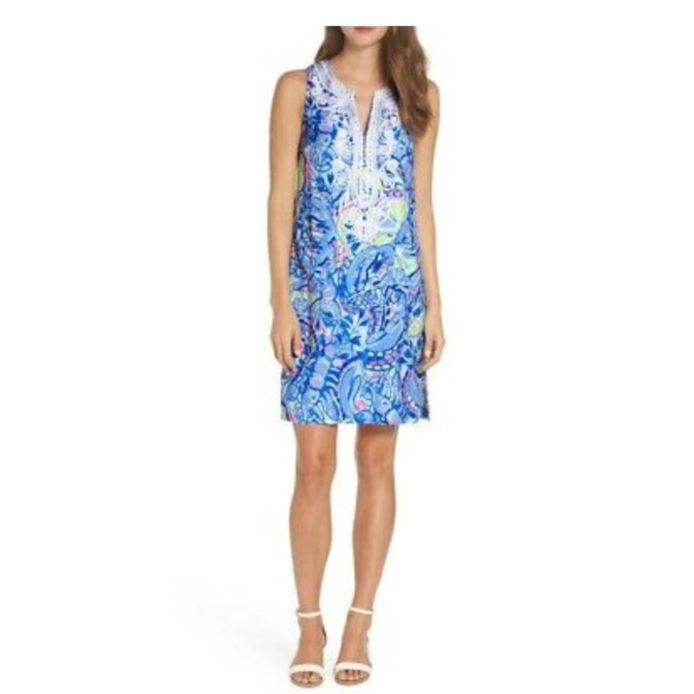 Lilly Pulitzer Carlotta Stretch Shift Dress Blue Peri size 12 NWT